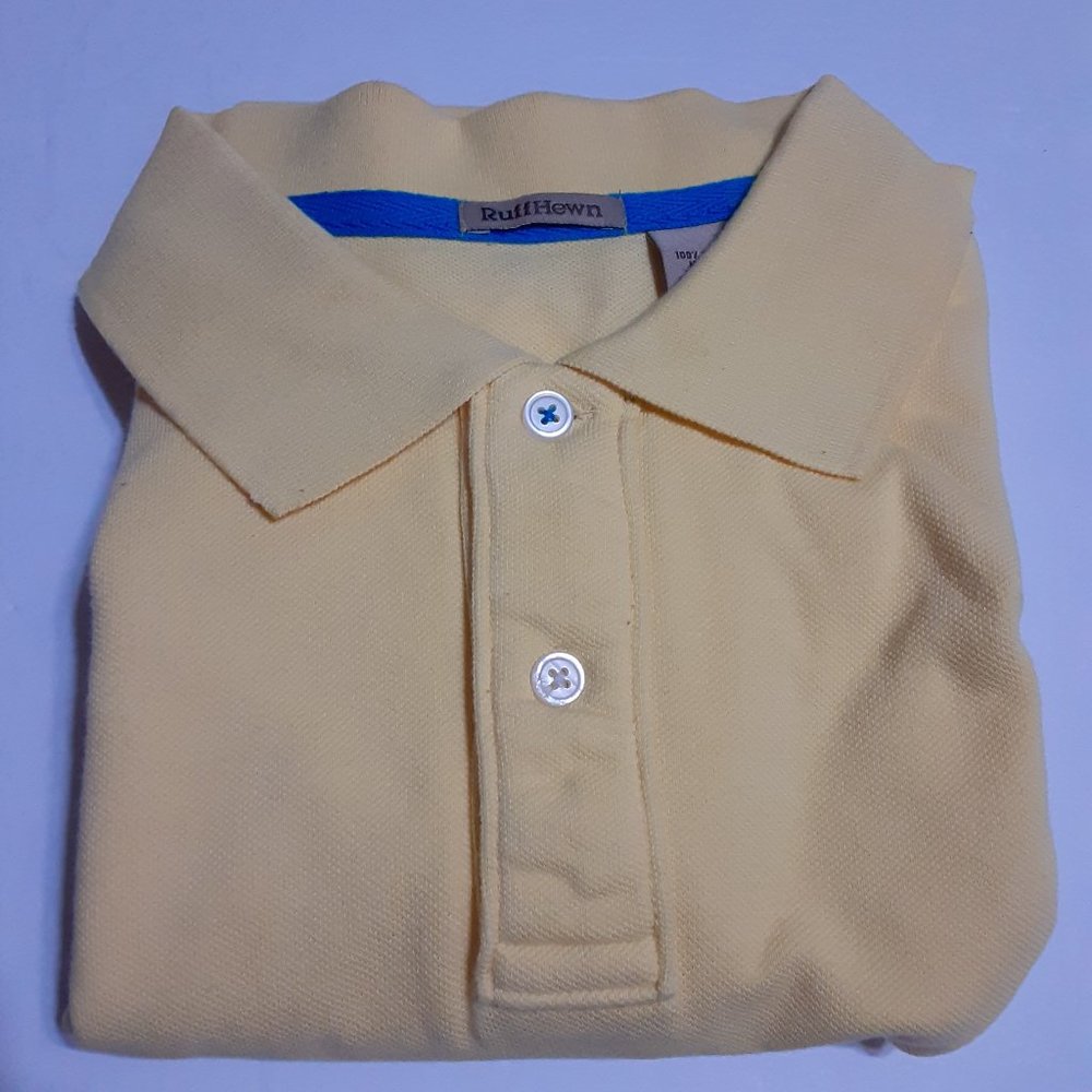 Ruff Hewn Men's Yellow 2 Button Polo Short Sleeve Shirt in Size L